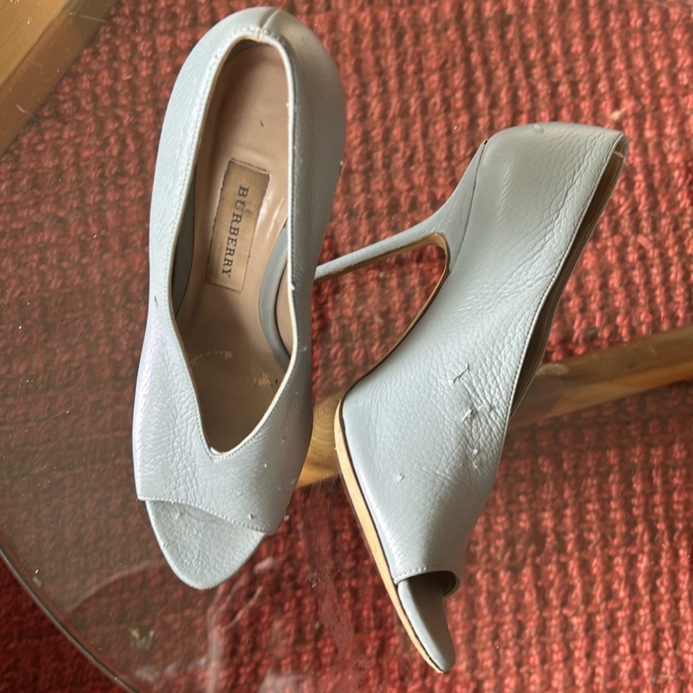 AS IS Blue Leather Burberry Stiletto Heels